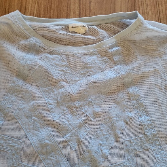 Meadow Rue Anthropologie Blue Open Knit Aztec Lace Sheer Basic Everyday Casual - Picture 3 of 12